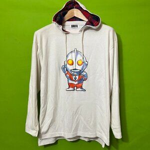 Large 1991 Ultraman Japan 25th anniversary iron on‎ print thin hoodie